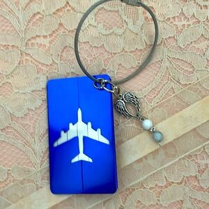 White  Turquoise Crystal Travel Hugs Luggage Tags